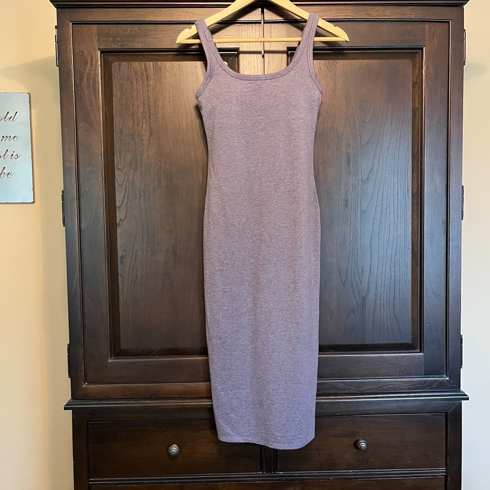 Vuori Halo Essential Midi Tank Dress Size XS Heather Purple Athleisure Shelf Bra